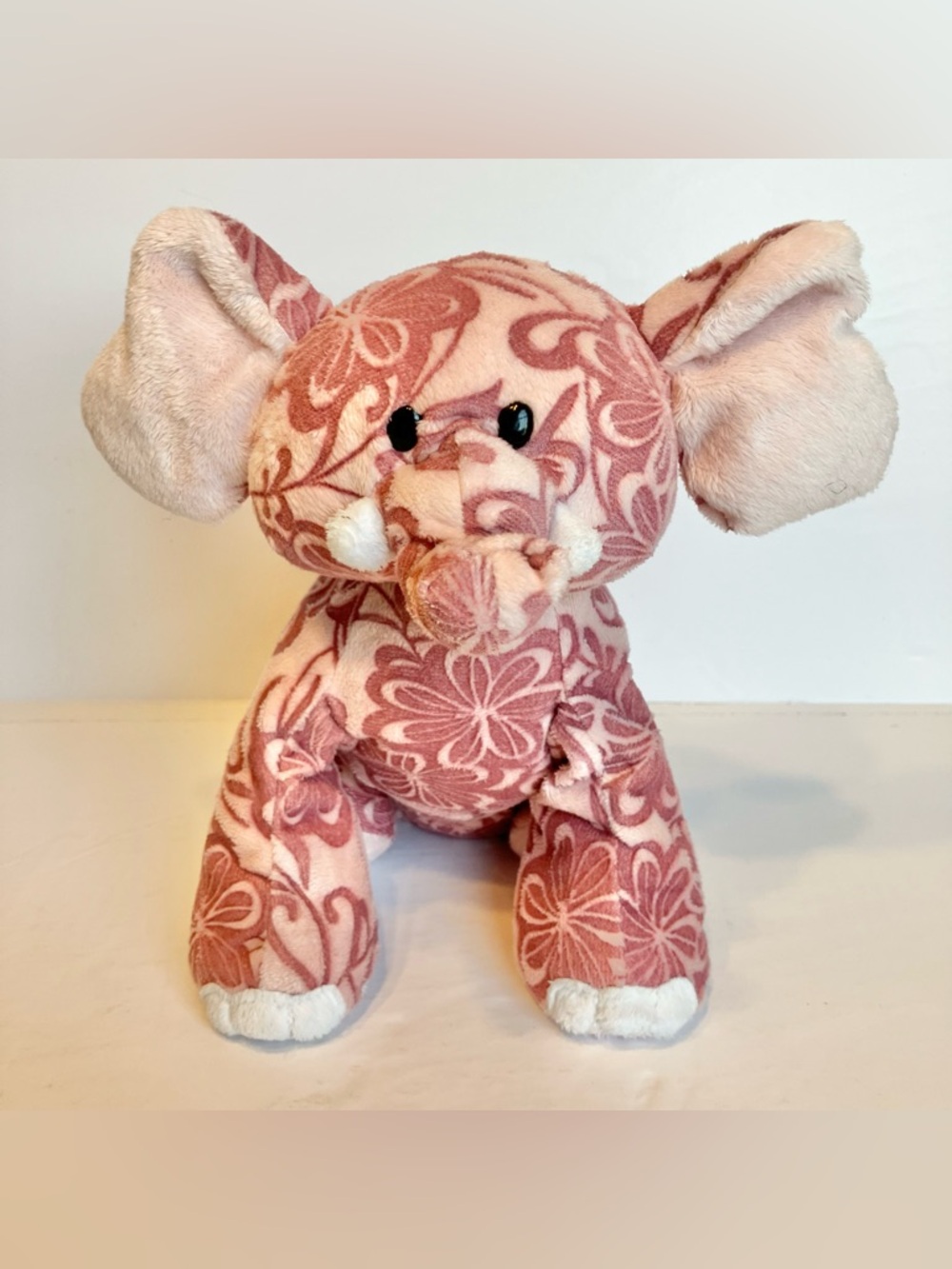 Ganz Webkinz Batik Elephant Plush HM458 Pink Floral Stuffed Animal NO Code